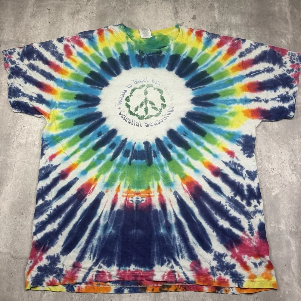 Vintage Celestial Seasonings The Power Of Herbs Tye Dye Shirt Adult Size XL